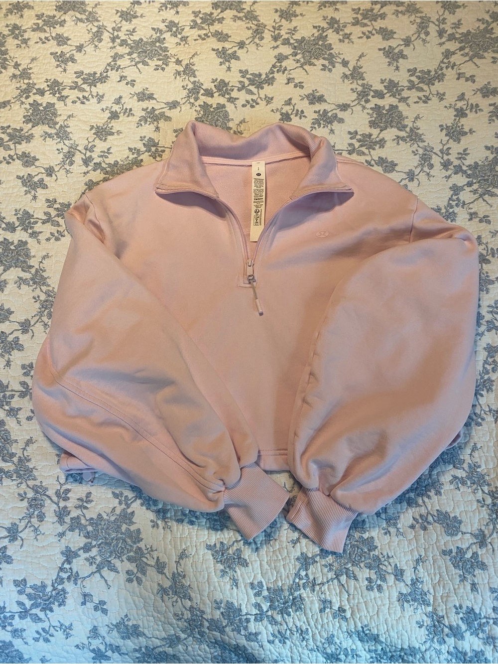 Lululemon Cotton Terry Tennis Half Zip Pink Organza Size Small